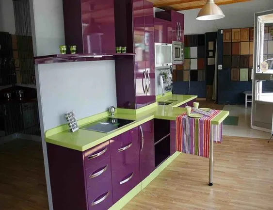 purple and green kitchen accessories