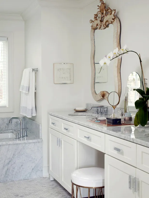 bathroom vanity with makeup table