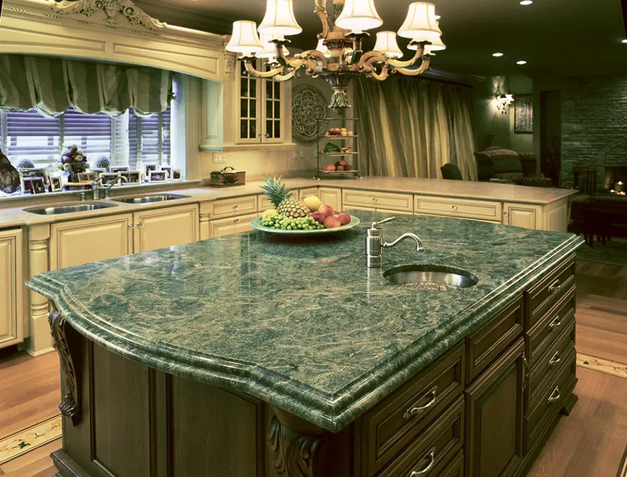 green kitchen countertops