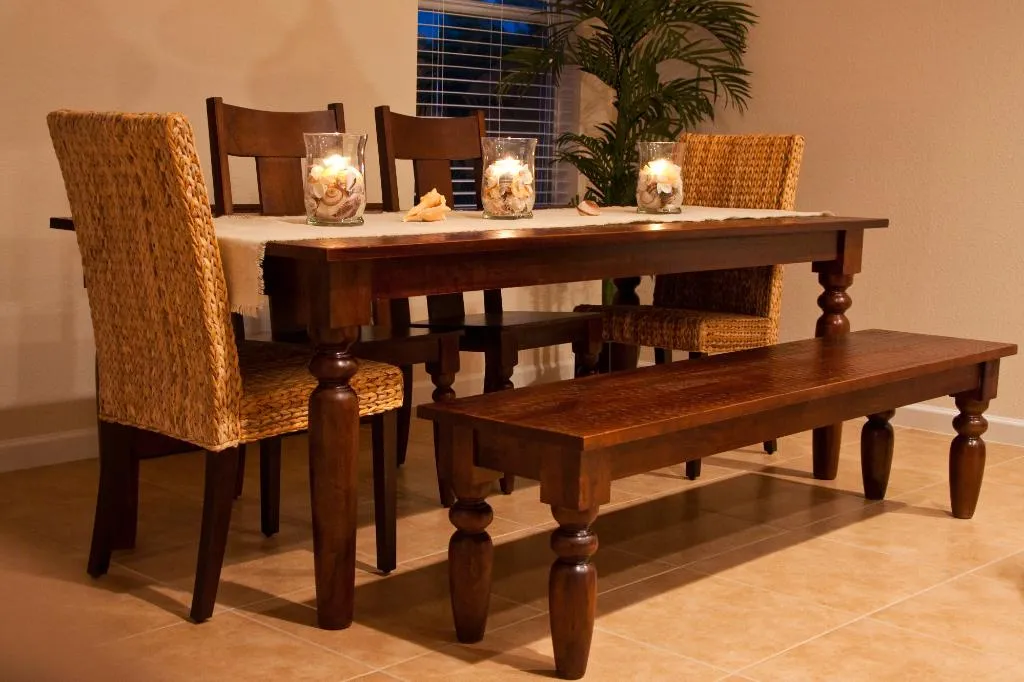 dining table with bench chairs