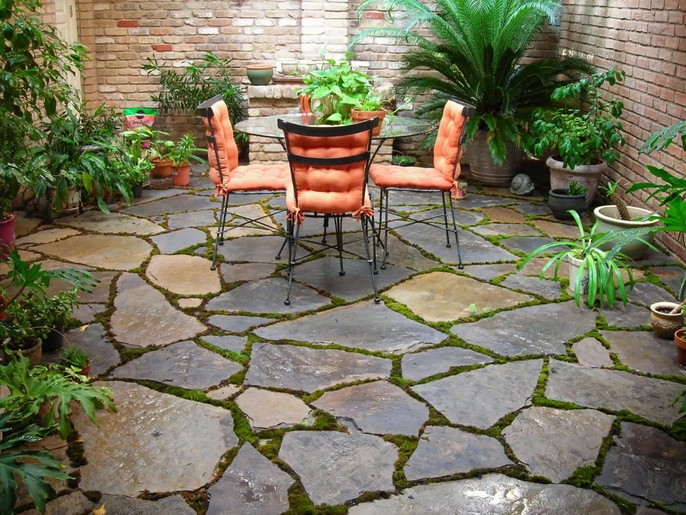 flagstone patio area