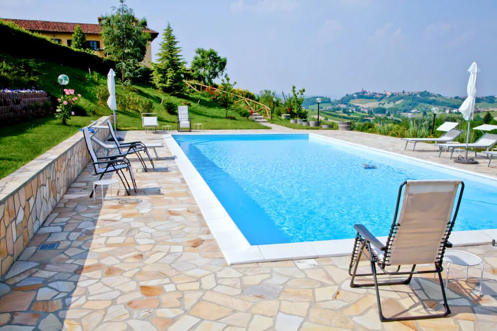 flagstone patio around pool