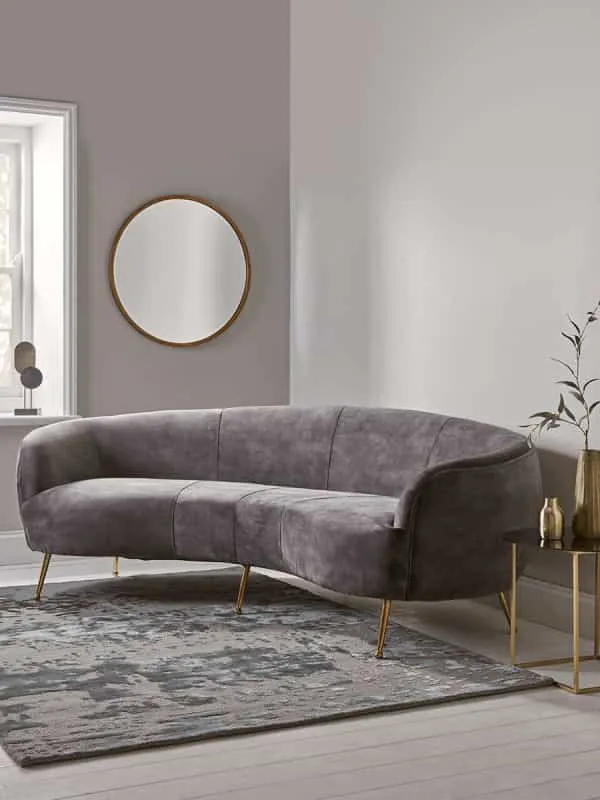 Deep Grey Velvet Curved Sofa