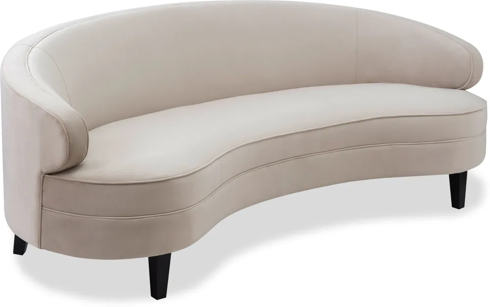 Pimlico Curved 3 Seater Velvet Sofa Black or Beige